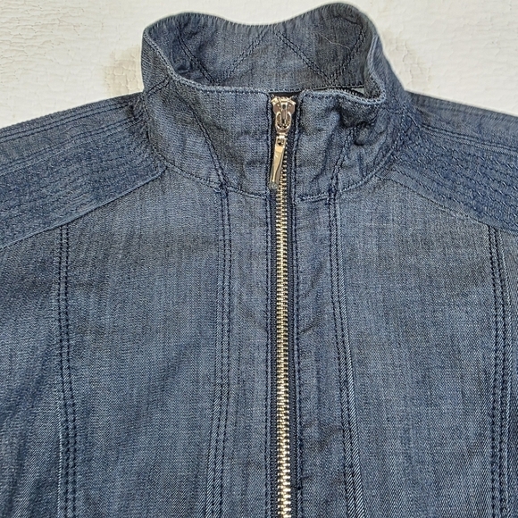White House Black Market Zip Front Denim Blazer Jacket - Picture 7 of 12